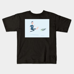 Kung Fu Guy kicks a PC Kids T-Shirt
